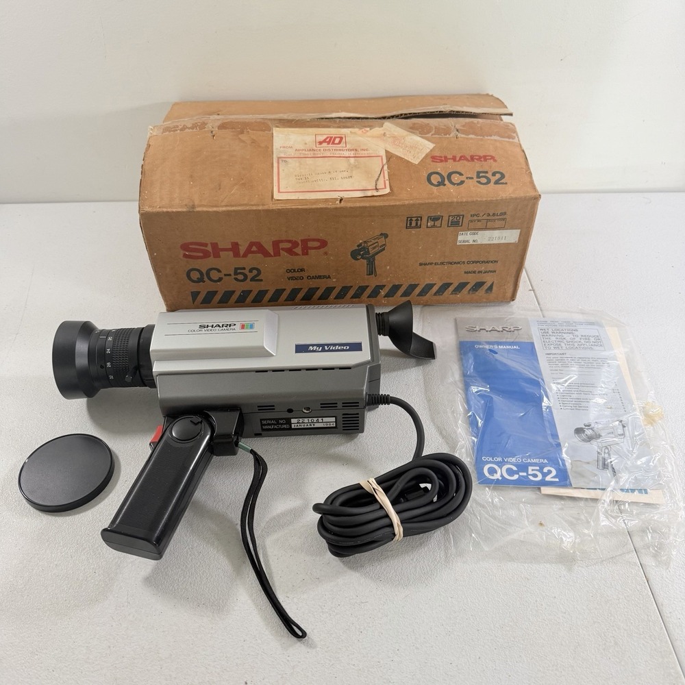 SHARP QC-52 Vintage Color Video Camera Japan Silver Black W/ Box UNTESTED